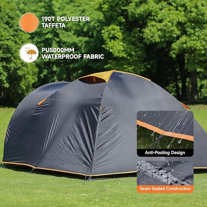 EchoSmile Camping Family Tent for 2-3 Person, Waterproof Dome Tent with Vestibule, Ultralight Easy Setup for Outdoor Camping, 3 Season
