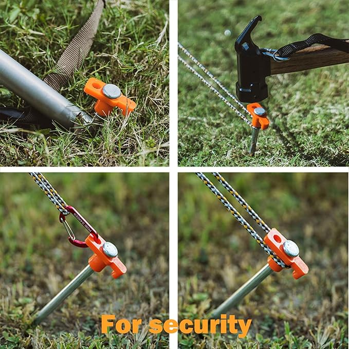 20 Pack Tent Stakes - 9.75 Inch Galvanized Non-Rust Ground Stakes Heavy Duty Canopy Anchors Metal Tent Pegs for Camping, Garden, Hiking, Orange