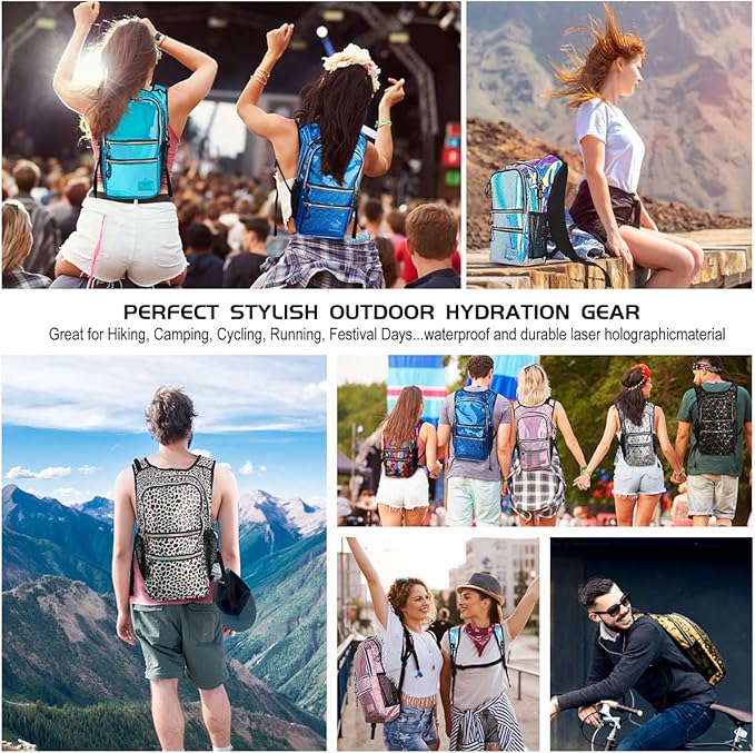 Hydration Backpack Pack, Water Backpack 20L Capacities Included 2L Hydration Bladder, Festival Essential - Rave Hydration Pack Hydropack Hydro for Hiking, Festival Gear