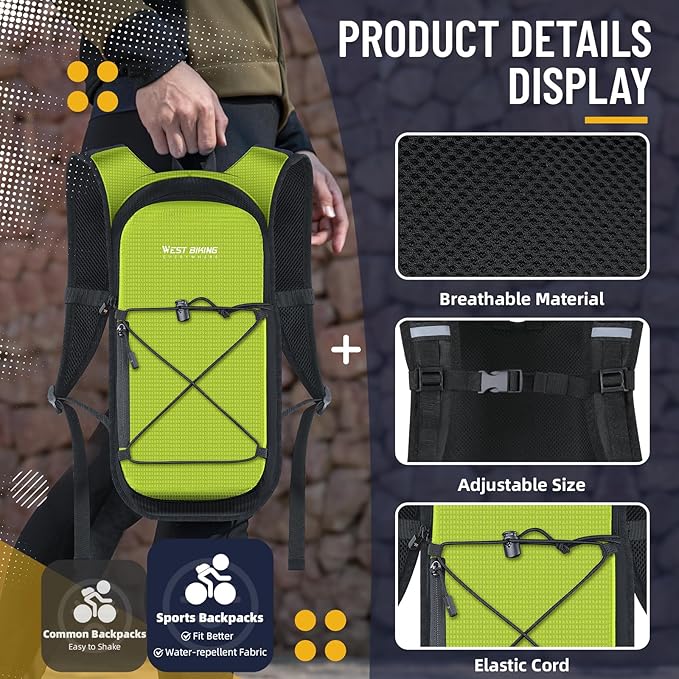 Hydration Backpack with 2L TPU Water Bladder, Lightweight Hiking Water Backpack, Running Hydration Pack for Cycling Climbing Camping Rave, Hydropack for Men Women