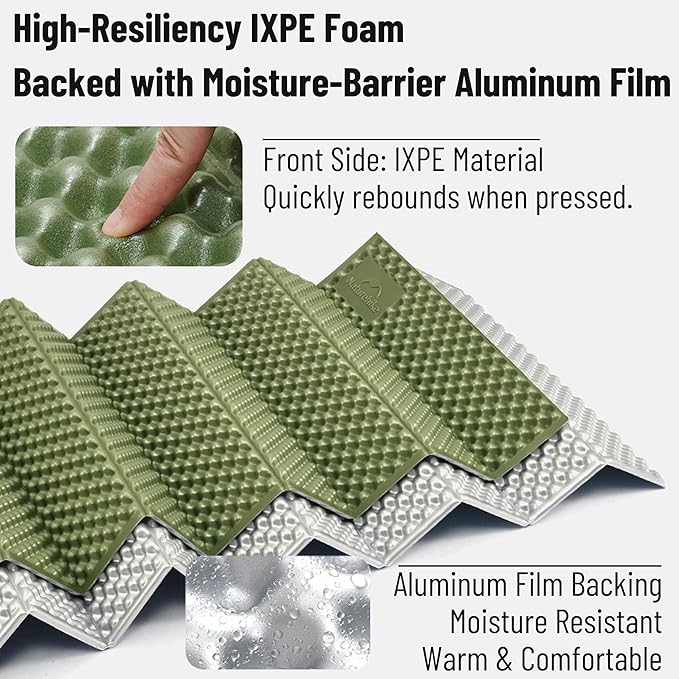 Naturehike Ultralight Foam Sleeping Pad - R1.8/R2.6/R3.0 Closed Cell Mattress, Thick Portable Folding Mat for Backpacking, Waterproof & Compact for Camping, Hiking, Travel and Car Camping