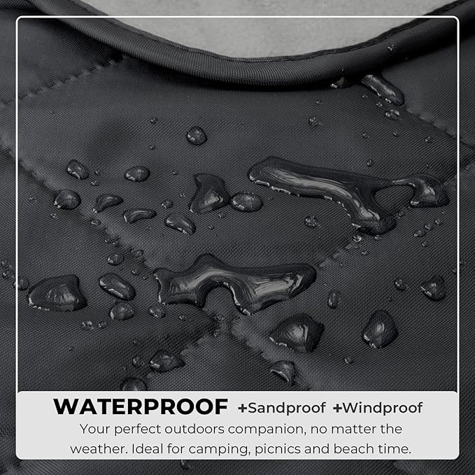BRAWNTIDE Large Outdoor Waterproof Blanket - Extra Thick Fleece, Warm, Windproof, Sandproof, Quilted, 82" x 55", Ideal for Beaches, Picnics, Camping, Stadiums, Dogs, Car