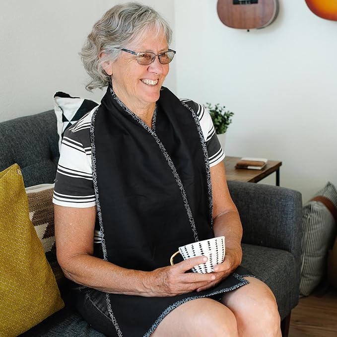 Reversible Adult Bibs for Women & Men - Adult Bib Scarf for Elderly - Dining Clothing Protectors - Washable Dining Scarf for Senior Citizens