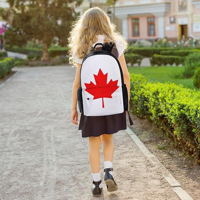 Men Women Polyester Canadian Canada Flag Daypack Big Capacity Shoulder Bag With Adjustable Shoulder Straps for Camping Travel Walking Cycling