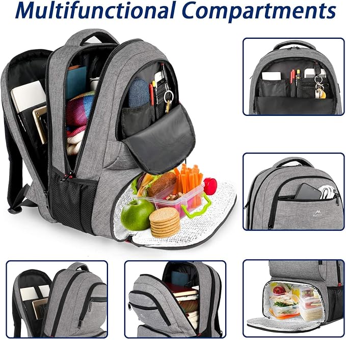 MATEIN Cooler Backpack, 26 Cans Insulated Lunch Backpack for Man Women, Leakproof Double Layer Coolers Bag. Lunch Backpack, 17 inch Insulated Cooler Backpack with USB Charging Port for Women Men