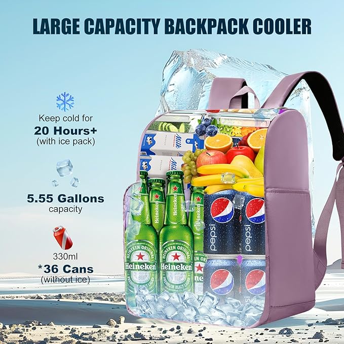 Backpack Coolers Insulated Leak Proof for Women Men, 35 Cans Large Capacity Waterproof Cooler Backpack, Soft Portable Cooler Bag for Beach Travel Camping Picnic Work