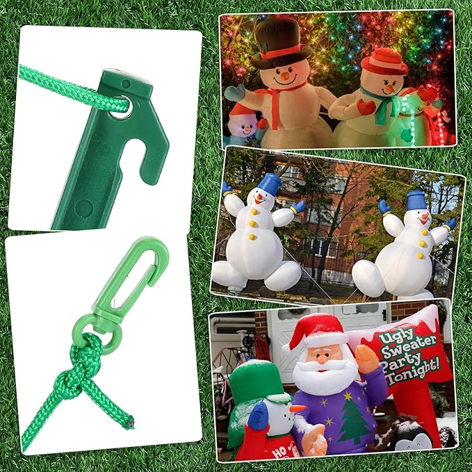 Yinkin 18 Sets Inflatable Stakes Replacement Yard Inflatable Plastic Stakes and Tethers for Halloween Lawn Tents Pegs Outdoor Camping Canopy