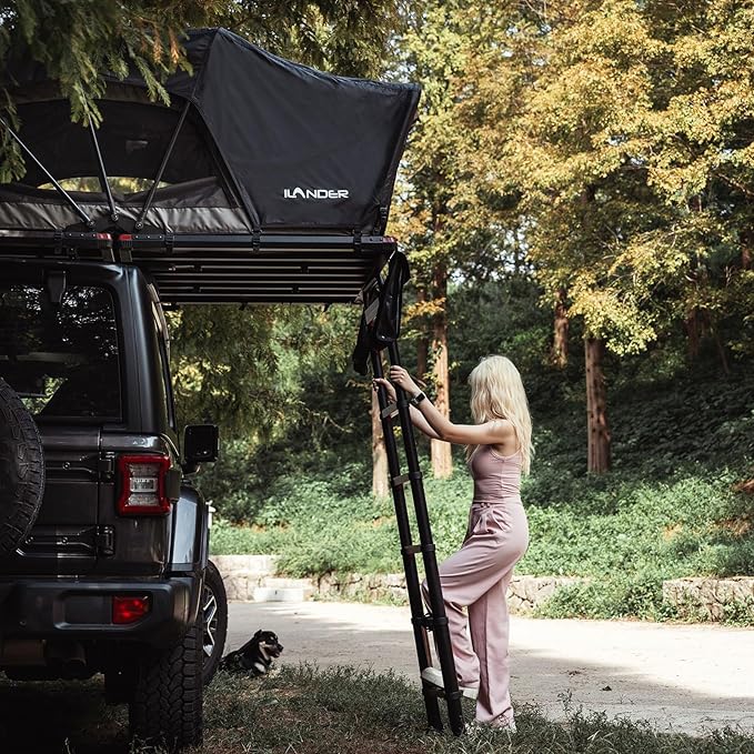 Rooftop Tent Hardshell for Camping - Suitable for Car Jeep SUV Truck, Professional Comfort Roof Top Tent with Ladde, Easy Fold-and-go, Waterproof & UV-Resistant, 4 Ft Wide