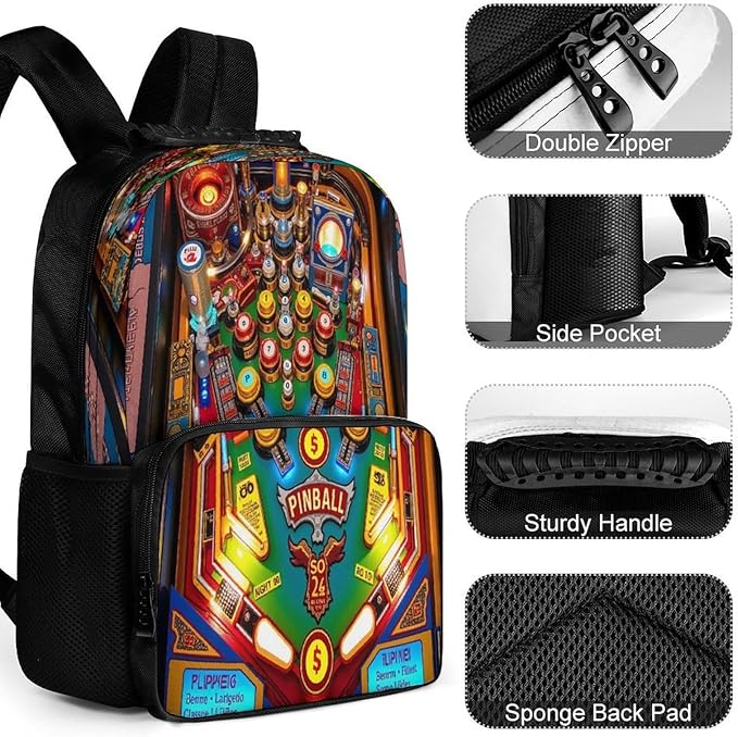 Rucksacks Lightweight Multipurpose Anti-Theft Cartoon Pinball Orange Shoulder Bag Big Capacity Laptop Book Bag Rucksack With Padded Straps
