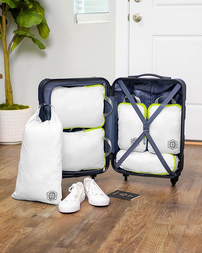 Compression Packing Cubes Set for Carryon Suitcases- Lightweight, Durable Clothes Organizer