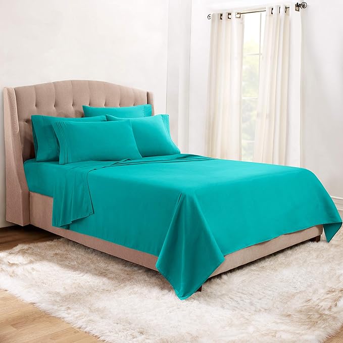 Clara Clark Twin Sheets, 5 Piece Set - Hotel Luxury Sheets for Twin Size Bed, Super Soft Bedding Set, Twin Size, Teal