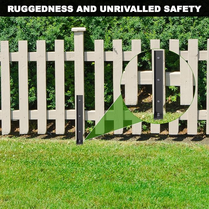 6-Pack Fence Post Repair Kit, 33.5" Heavy Duty Adjustable Thickened Metal Fence Post Anchor with Anti-Rust Coating for Repairing Tilted and Broken Wooden Post