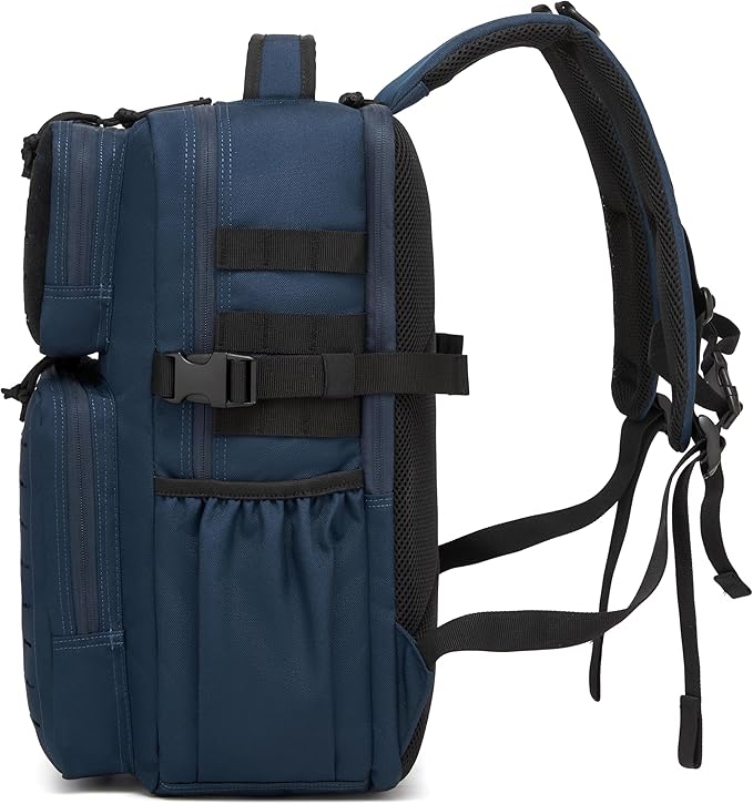Wotony Military Tactical Backpack for Men Waterproof Daypack 3 Day Assault Pack Laser-Cut MOLLE Webbing Design with Water Bottle Holder Black Small Tactical Assault Bag (Blue, 30L)
