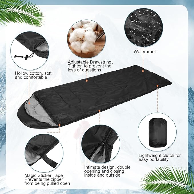 Macarrie 12 Pack Sleeping Bags Set with Compression Sacks, 6 Adult Camping Sleeping Bags and 6 Emergency Survival Sacks for Hiking Outdoor Homeless Shelters Donation Supplies