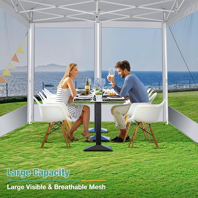 COBIZI Canopy Tent 10x10 Heavy Duty Pop Up Canopy with Sidewalls Waterproof,Easy to Set up Gazebo with Mosquito Netting Outdoor Mesh Screen Tents for Parties Wedding Party with Carry Bag, White