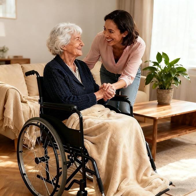 SNZ Cozy Wearable Blanket for Women & Men - 60"x33" Fleece Poncho, Warm Office Chair Lap Blanket, Travel, Camping & Home Wrap - Comfy Poncho Throw - Gift for Mom, Elderly