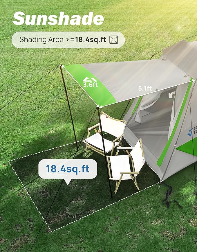 JOYTUTUS Automatic Truck Tent, Easy Set-up, Portable Truck Bed Tent 5.5FT-6.5FT with Rainfly, Truck Camping Tent with Waterproof PU2000mm Double Layer for 2 Person