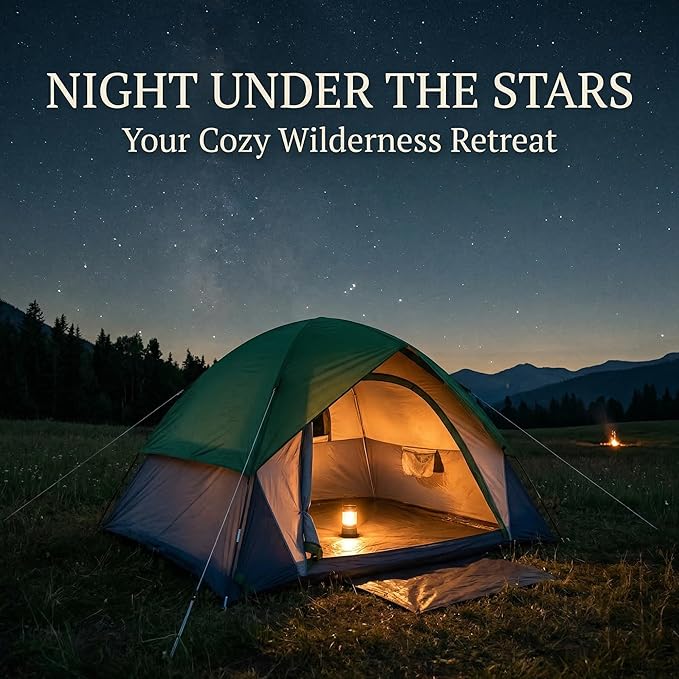 XL 4 Person Dome Camping Tent, Double Layer Waterproof, Removable Rain Fly, for Outdoor Hiking, Fishing