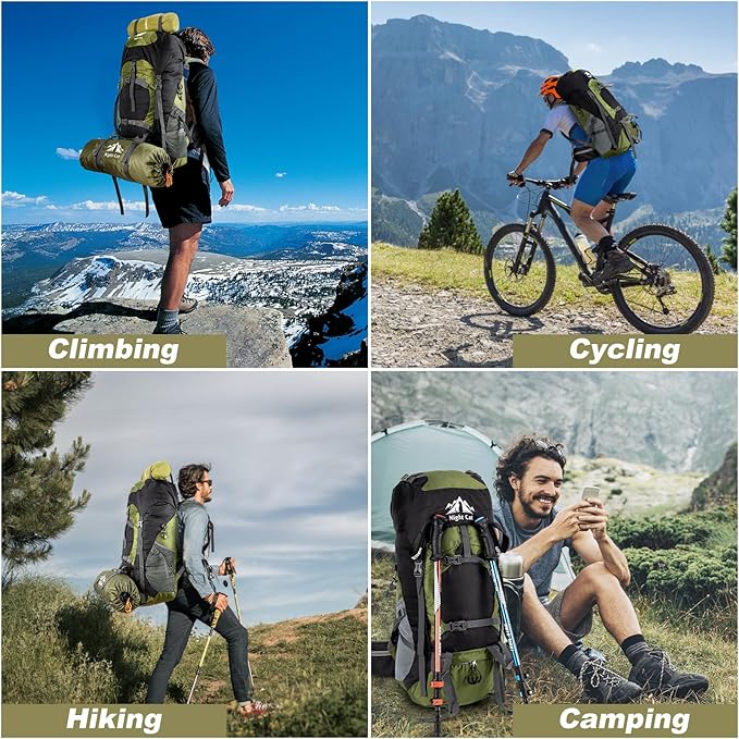 Night Cat Hiking Backpacks 90L Camping Backpacking Packs for Men Women Lightweight Outdoor for Mountaineering Traveling, No Internal Frame