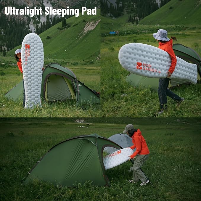 3.9/6.0/8.8 R-Value Camping Sleeping Pad for Cold Weather, Ultralight Camping Air Mattress for All Season, Insulated Inflatable Sleeping Mat for Backpacking,Hiking,Outdoor, with Air Pump Sac