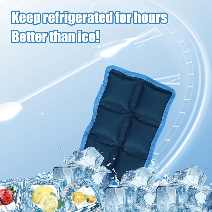 4pcs Reusable Lunch Box Ice Packs, Polyester Long Lasting Cold Packs Blocks Freezer Ice Bag Versatile Cool Cooler Accessories for Adventuring Fishing Camping Climbing Outdoor Activities (Blue)