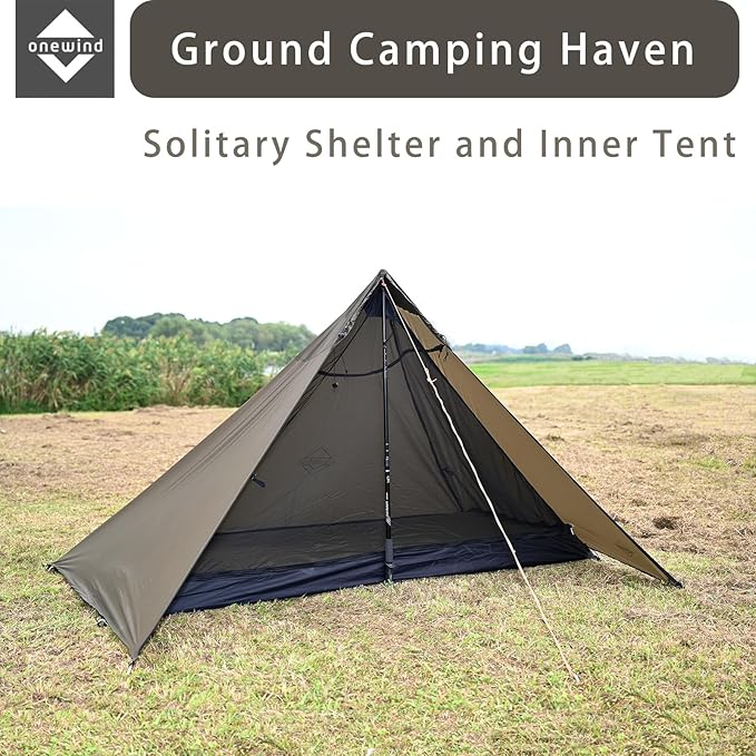 Onewind Lightweight Poncho Shelter, Solitary Shelter Cape Silnylon Emergency Survival Shelter Ultralight Minimalist Shelter for Camping Hiking Backpacking Bug Out Bag