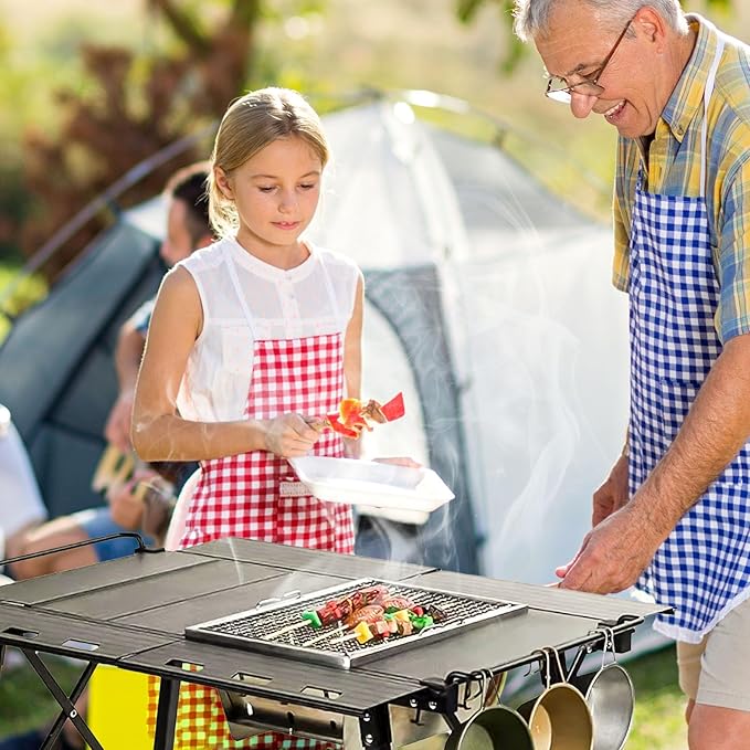 IGT Camping Table with Extended Frames, Portable and Foldable Outdoor IGT Camp Tables, Ultralight Height Adjustable Camp Table with Carry Bag for Car Camping Picnic RV Trip Patio Backyard