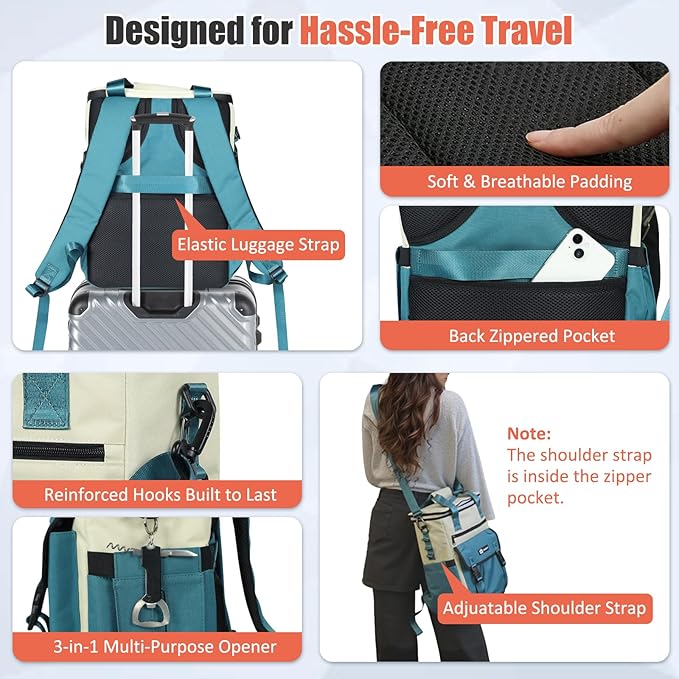Backpack Cooler for Women, AYAMAYA Stylish 35 Cans Leakproof Soft Cooler Backpack, Waterproof Insulated Lunchbox Shoulder Bag Keeps Cold for Up to 18 Hours for Camping, Beach, Work, Picnic, Travel