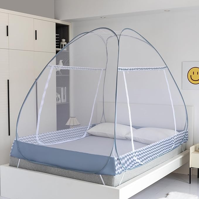 Instant Pop-Up Mosquito Net Tent for Bed | Full Enclosure Design with Ultra-Fine Mesh & Portable Foldable Frame | Indoor/Outdoor Camping, Travel Bed Canopy - Easy Setup & Pack up(King Size)