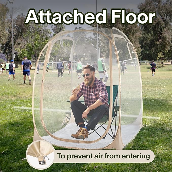 EighteenTek Pod All Weather Sports Tent with Attached Floor, Instant Outdoor Bubble Tent, Rainproof Camping Sun Shelter for Sports Events Camping Fishing Cheering, 1-4 Persons
