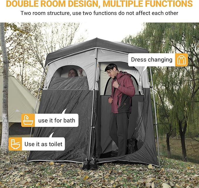 KingCamp Khan Canvas Bell Tent 16.4ft for Camping, Glamping, with 2 Room Camping Shower Tent