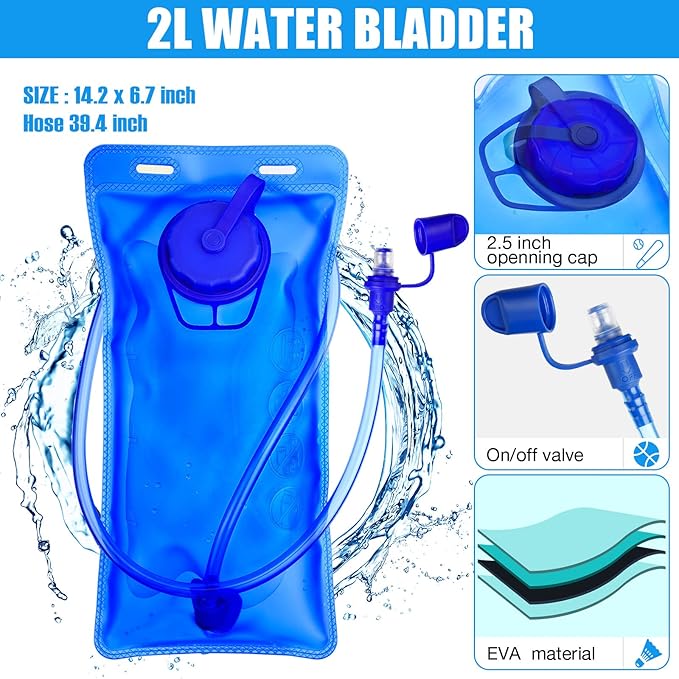 Cunno 3 Pcs Hydration Backpack with 3 Pcs 2l Water Bladder Water Backpack Hydration Pack for Camping Hiking Cycling Running Climbing Biking