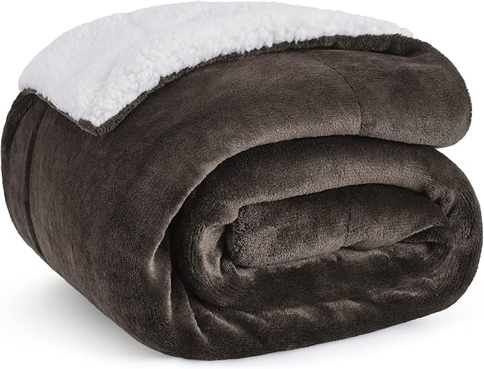 Bedsure GentleSoft Sherpa Fleece Throw Blanket Twin Size for Couch - Thick and Warm, Soft Fuzzy Plush Twin Blanket for Winter, Brown, 60x80 Inches