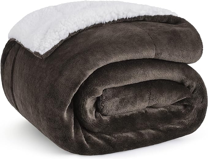 Bedsure GentleSoft Sherpa Fleece Throw Blanket for Couch - Thick and Warm, Soft Fuzzy Plush Throw Blanket for Winter, Brown, 50x60 Inches