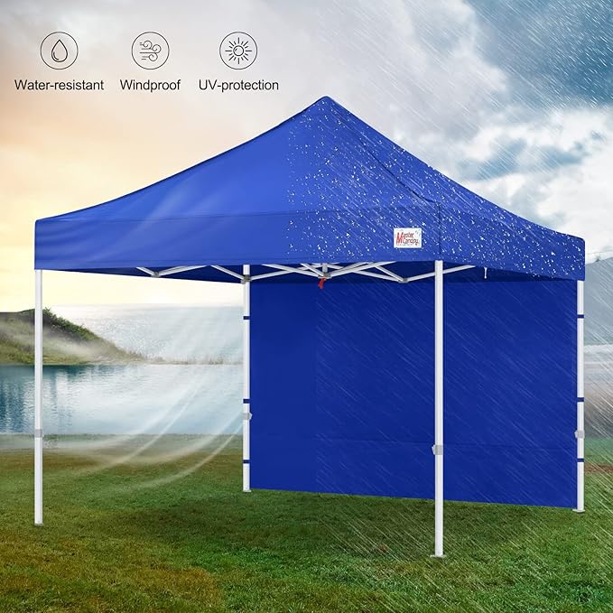 MASTERCANOPY 10x10 Premium Heavy Duty Pop Up Commercial Instant Canopy with Sidewalls(10x10 Blue)