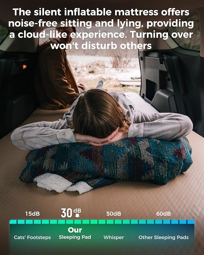 Kingcamp FLEXIREST 5.0 Sleeping Pad for Camping, PVC-Free Air Inflatable High Support Compact Camping Mattress with Pump Sack for Glamping Tent Cot Car Travel, Twin