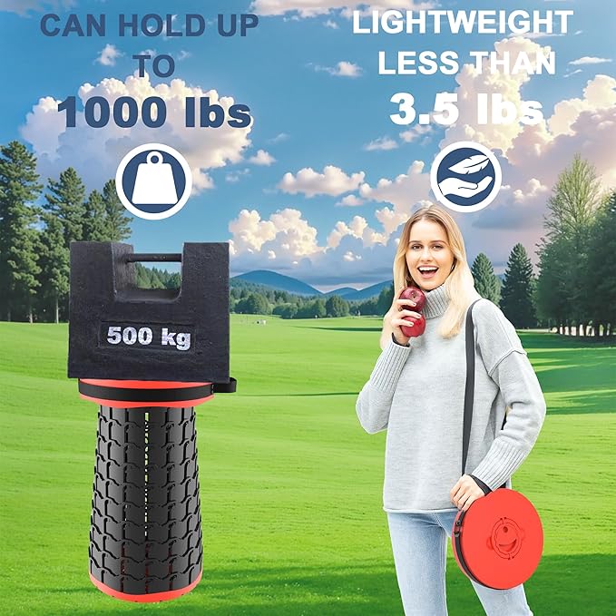 ALEVMOOM Higher 19.7" D 11.8" XXL Collapsible Stool with Cushion, Portable Telescoping More Sturdy Load Capacity 1000Lbs,Retractable Adjustable Camping Folding Stool for Outdoor Hiking BBQ