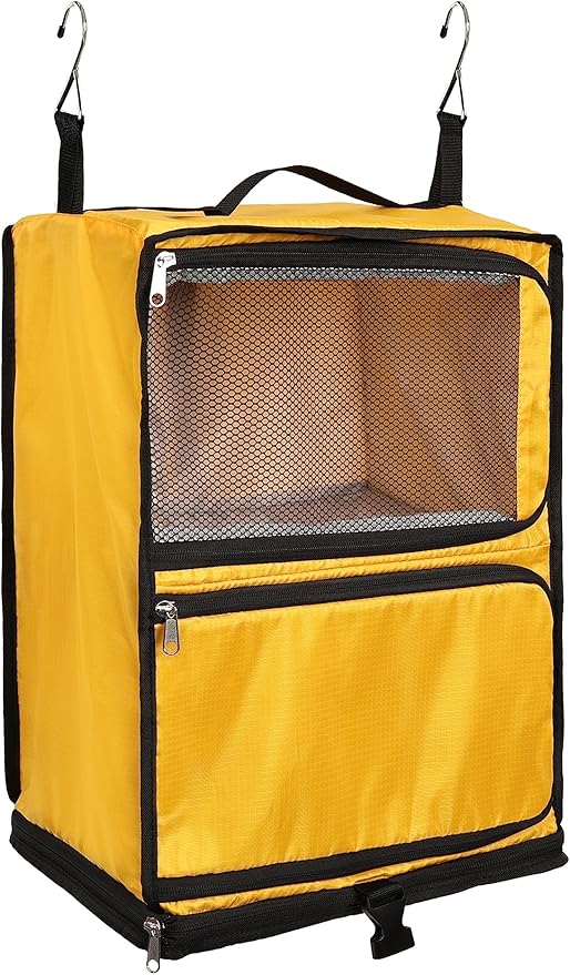 ELEZAY Hanging Packing Cubes Portable Closet 3-Shelf Travel Collapsible Compression Garment Organizer for Carry-on Luggage Suitcase Space Saver Bag X-Large_No Side Pockets, Yellow