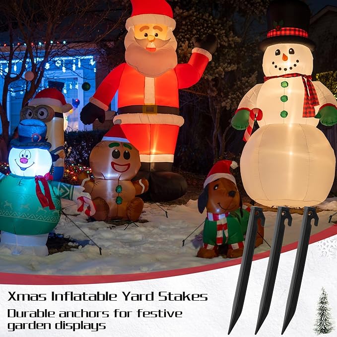 Aodaer 24 Pieces Plastic Inflatable Stakes 8.8 Inch Christmas Halloween Yard Stakes Heavy Duty Anchor Replacement Inflatable Accessories for Garden Outdoor Inflatable Decorations, Black