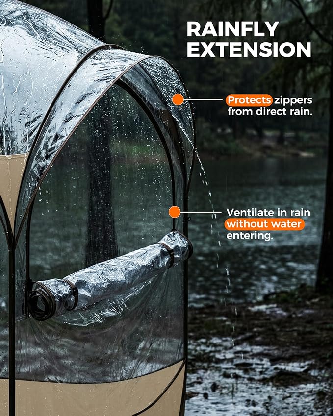 Pop Up Sports Pod Tent 5×5 FT, Clear Bubble Weather Pod Camping Tent for 2-4 Person, Instant Outdoor Shelter with Floor Mat & Cover, Portable Tent for Backyard Patio Sports Events