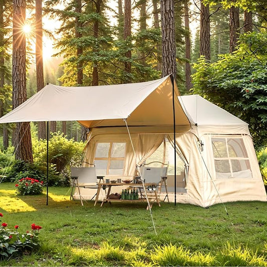 YOLENY 2/4/6 Person Inflatable Tents for Camping, Quick Setup in 2 Minutes with Hand Pump, Oxford Blow Up Tent with Skylight & Canopy, Spacious Cabin Tent for Family Camping & Hiking