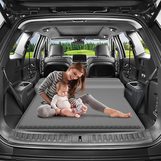 SUV Air Mattress, Self-Inflating Memory Foam Car Bed Mattress for SUV, Travel Camping Car Sleeping Pad with Storage Bag