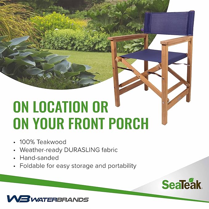 SeaTeak Director's Chair | with DURASLING Fabric Seat Cover | Foldable Director’s Chair