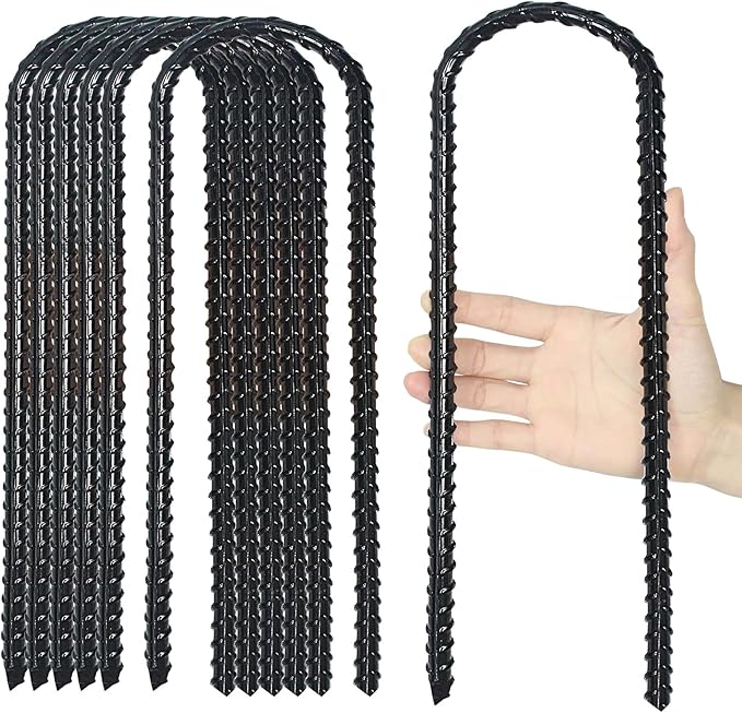12-Inch Trampoline Wind Stakes, Extra Heavy Duty U Shaped Coated Rebar Stakes Safety Ground Anchors for Huge Garden Decoration (12)