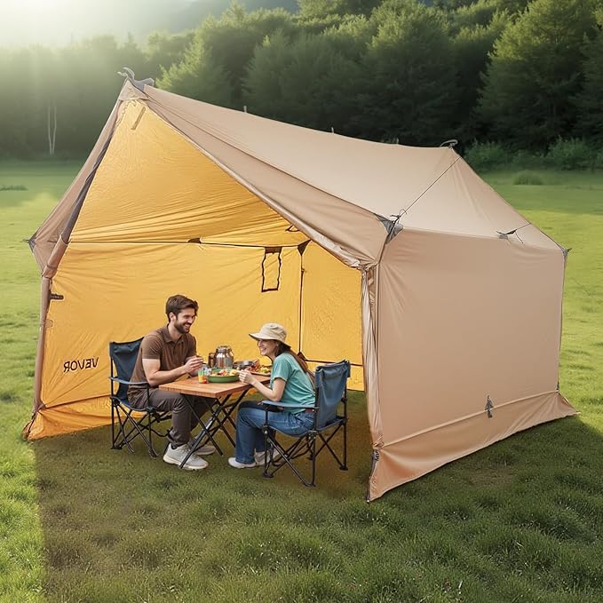 VEVOR Hot Tent, Camping Tipi Hot Tents with Stove Jack, Portable Winter Camping Tents with Snow Skirt, Easy Setup, Waterproof 4 Season Shelter Tents for Fishing Backpacking