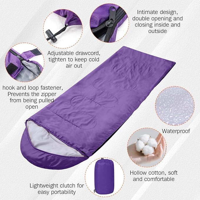 Macarrie 4 Pcs 0 Degree Camping Sleeping Bags Bulk for Adults 4 Season Warm Cold Weather Sleeping Bags with Compression Sack Lightweight Portable Waterproof for Backpacking Hiking Outdoor