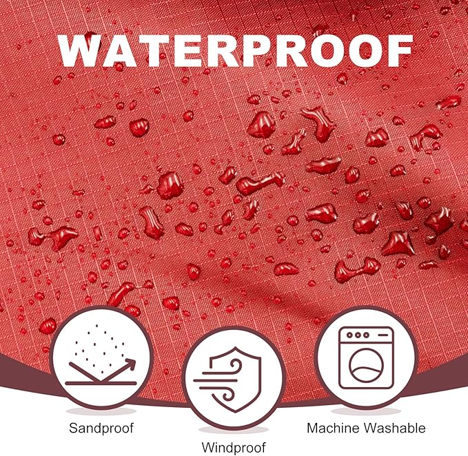 Fleece Waterproof Outdoor Blanket - Windproof Stadium Blanket for Camping, Picnics, and Sports Stay Dry and Comfortable 80"x 58"(Hoodeed, Red)