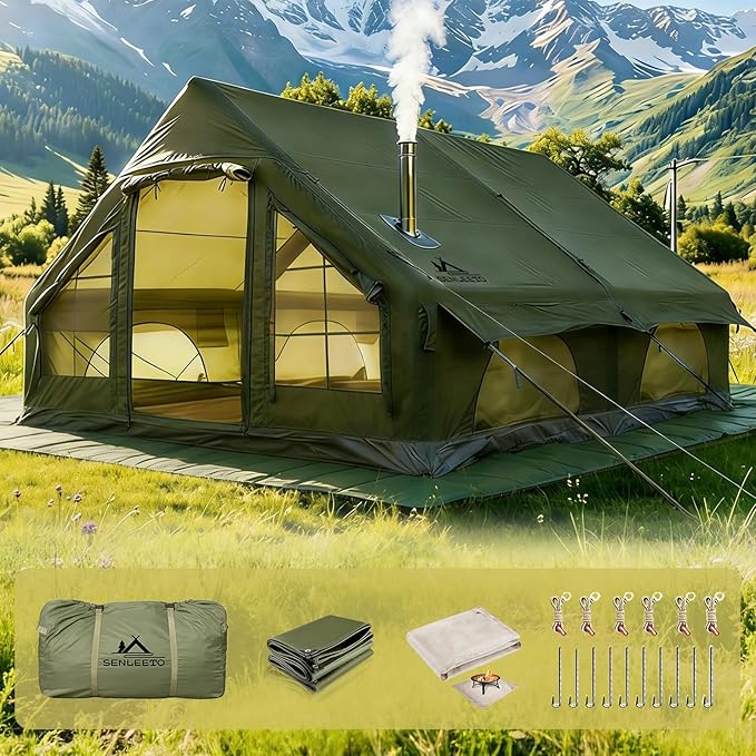 Inflatable Tents for Camping, Large Inflatable Camping Tent with Hand Pump, Easy Setup Tents for 2/4/6/8/10/12 People, Portable Glamping Tent