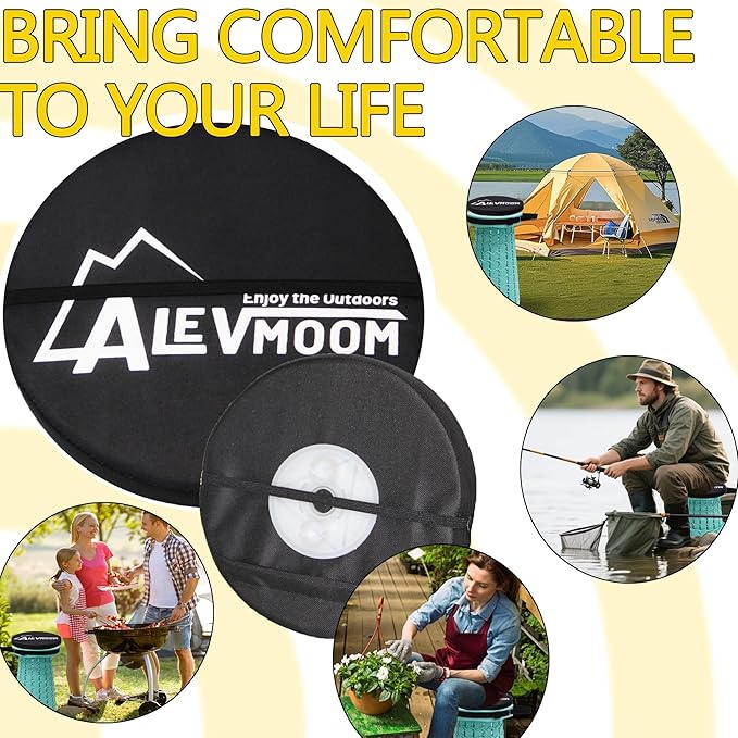 Thick Seat Cushion for 17.7" Telescopic Stools (Exclude Stool), D 9.8"(25cm) Chair Pads with Soft Foam and Three Pegs Fit in Round Collapsible Folding Stools (Cushion Only) Pads with Elastic Strap