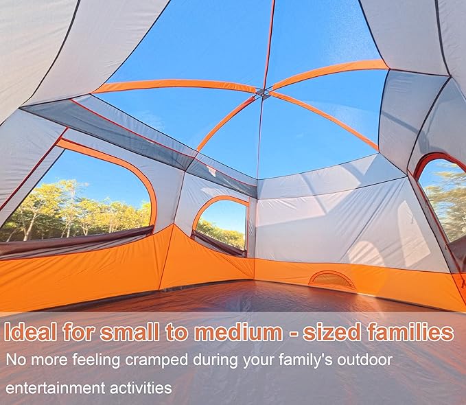 Vidalido Tents，8-10 Person Camping Tent with Extended Vestibule，2 Room Weather Resistant Family Tents，Easy Install Waterproof Outdoor Tent for Camping Hiking